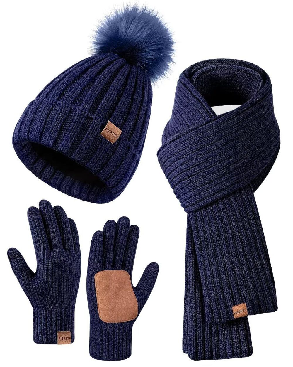 3710 Winter Beanie Hat Scarf Gloves Set , Winter Hats Fleece Lined Warm